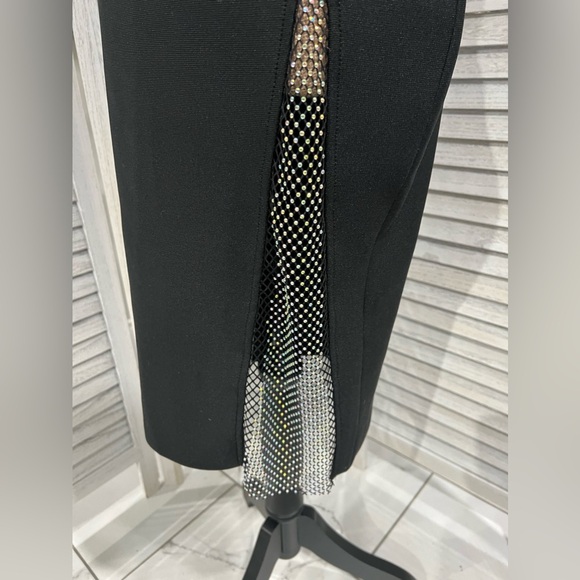 Shein Sexy Black Cocktail Dress With Rhinestone Netting - Picture 8 of 11